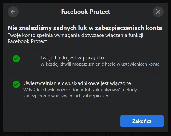Facebook protecta - twoje haslo